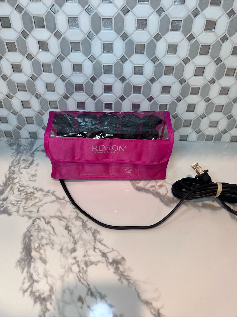 Revlon Tourmaline Ionic Hair Hot Rollers Curlers, Pink Storage Pouch, Travel